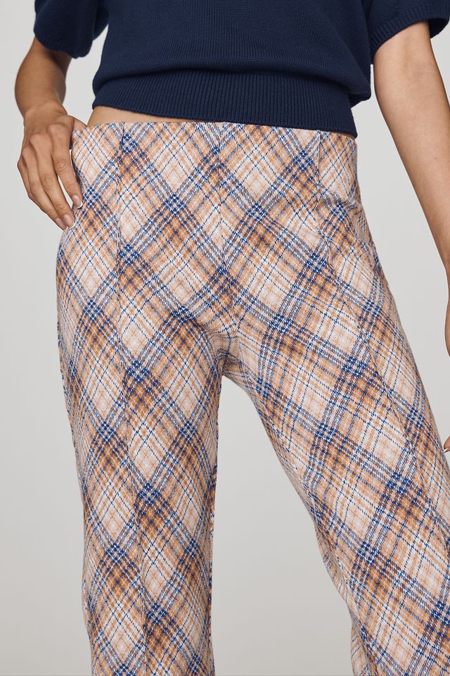 Maeve Poppy Plaid Kick-Flare Pull-On Pants #2
