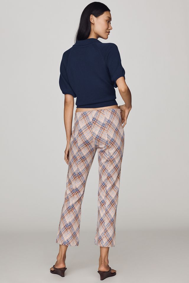 Maeve Poppy Plaid Kick-Flare Pull-On Pants #3