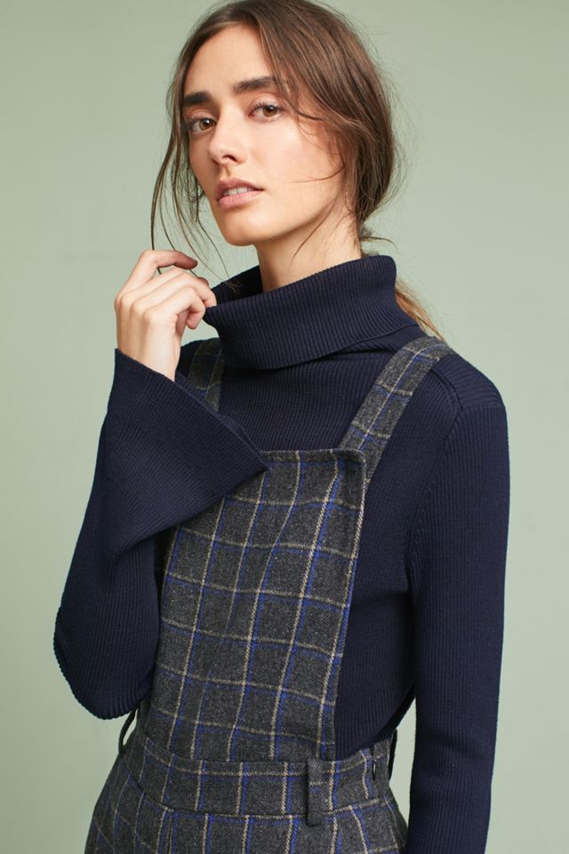 Cropped Plaid Overalls #1