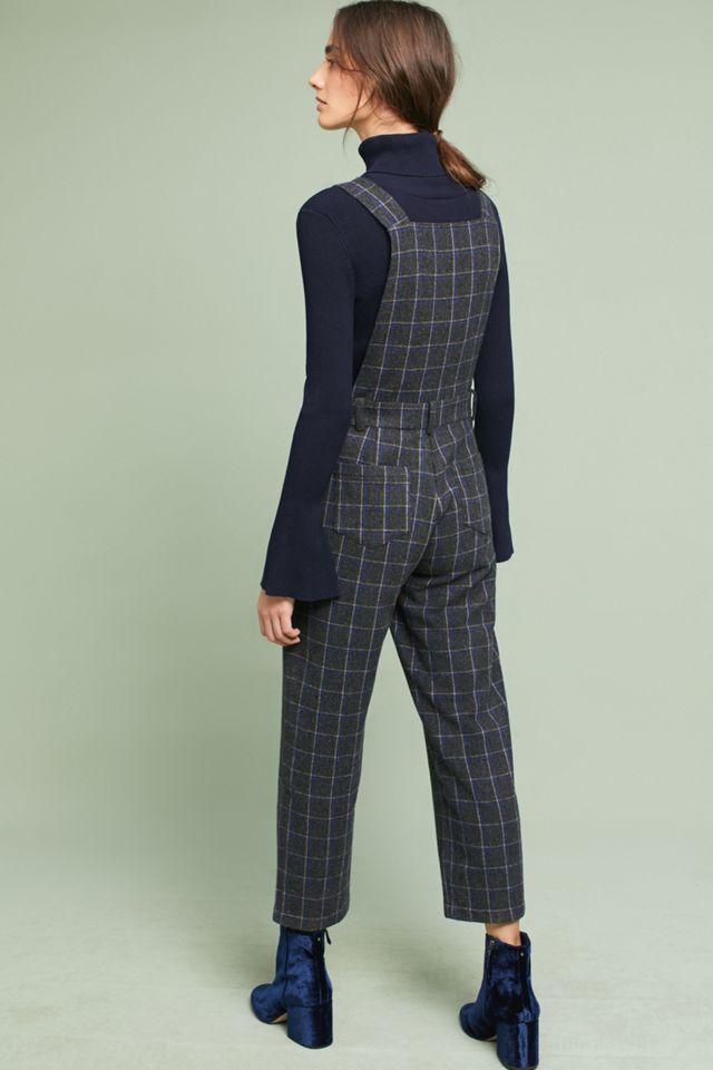 Cropped Plaid Overalls #2