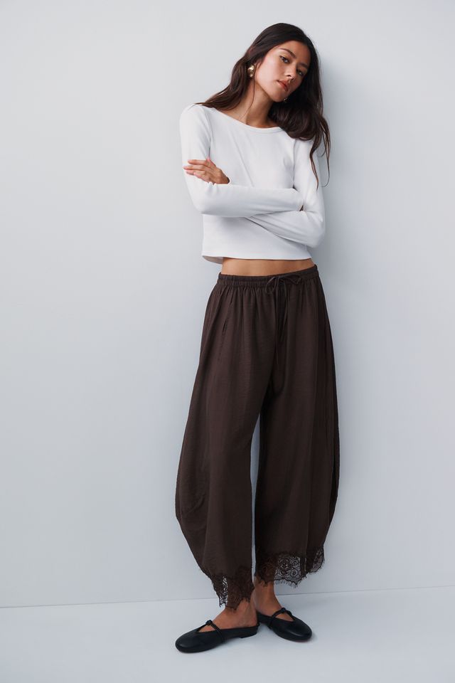 By Anthropologie Reverie Lace Trim Tapered Pants #4