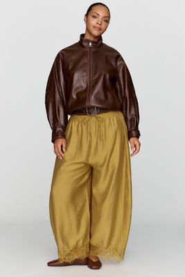 By Anthropologie Reverie Lace Trim Tapered Pants