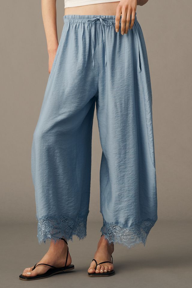 By Anthropologie Reverie Cropped Lace-Hem Pants | AnthroHome