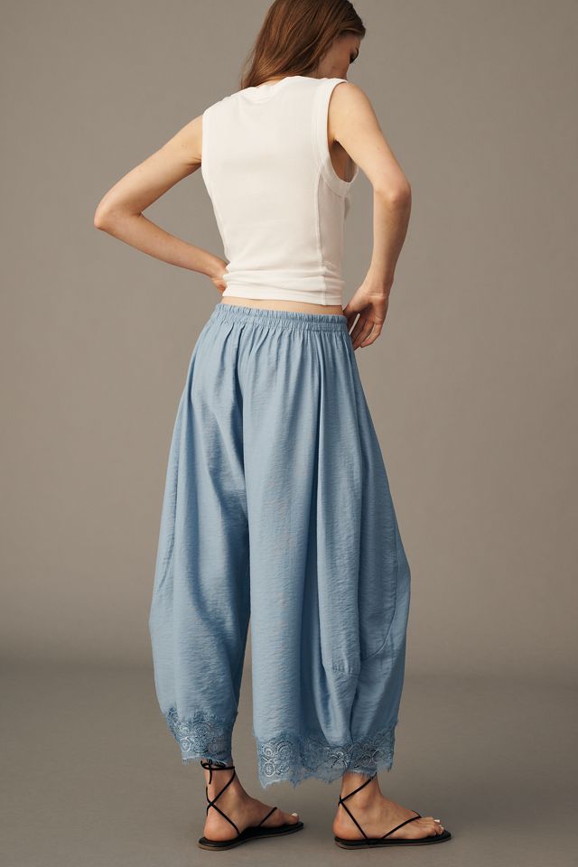 By Anthropologie Cropped Lace-Hem Pants | Anthropologie