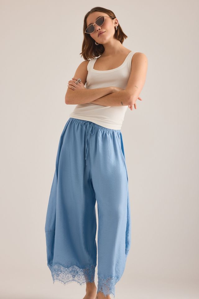 By Anthropologie Reverie Cropped Lace-Hem Trousers #5