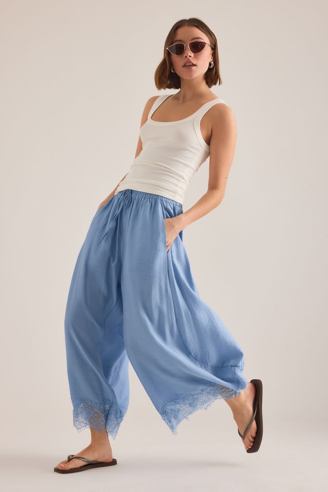 By Anthropologie Reverie Cropped Lace-Hem Trousers #3