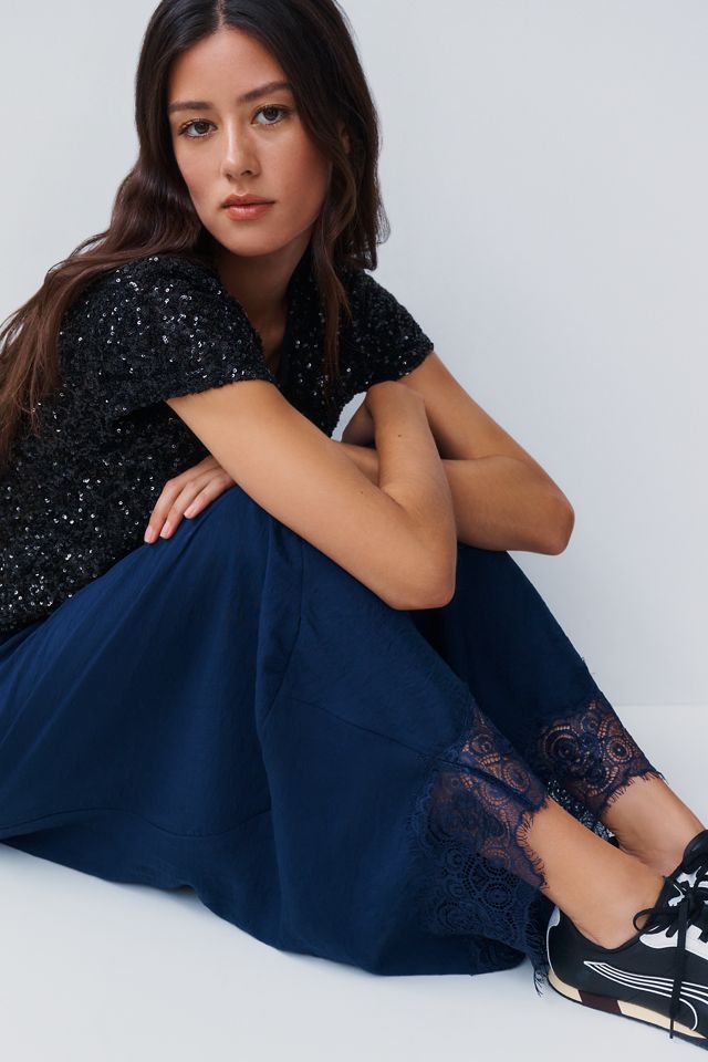 Pantalon court à ourlet en dentelle Reverie By Anthropologie #7