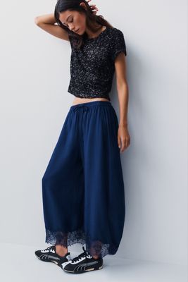 By Anthropologie Reverie Lace Trim Tapered Pants