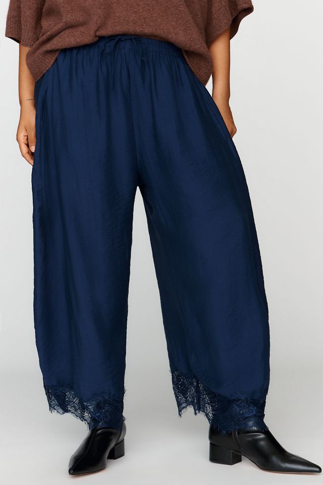 By Anthropologie Reverie Cropped Lace-Hem Trousers #11