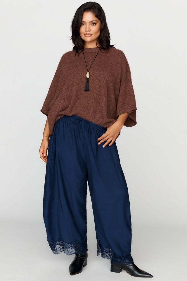 By Anthropologie Reverie Cropped Lace-Hem Trousers #10