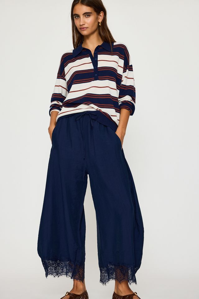 By Anthropologie Reverie Cropped Hose mit Spitzensaum #1