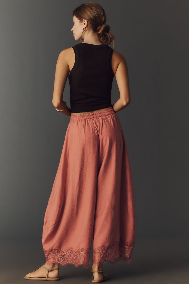 By Anthropologie Cropped Lace-Hem Trousers #3