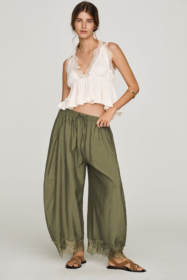By Anthropologie Reverie Cropped Lace-Hem Pants #4