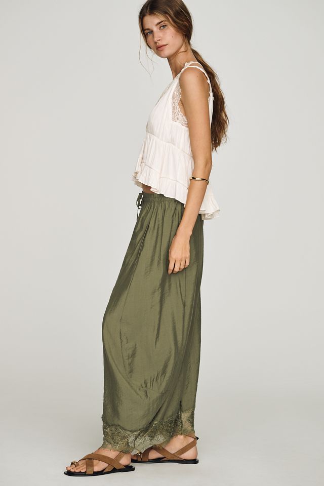 By Anthropologie Reverie Cropped Lace-Hem Pants  #2