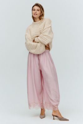 By Anthropologie Reverie Lace Trim Tapered Pants