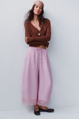 By Anthropologie Reverie Lace-Trim Tapered Pants