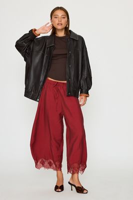 By Anthropologie Reverie Cropped Lace-Hem Trousers