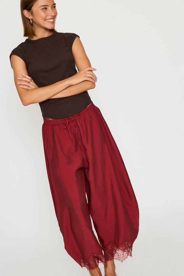 By Anthropologie Reverie Cropped Lace-Hem Trousers #3