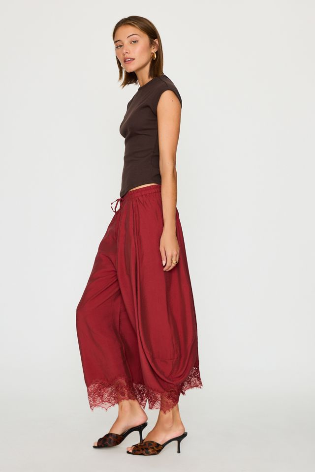 By Anthropologie Reverie Cropped Lace-Hem Trousers #4