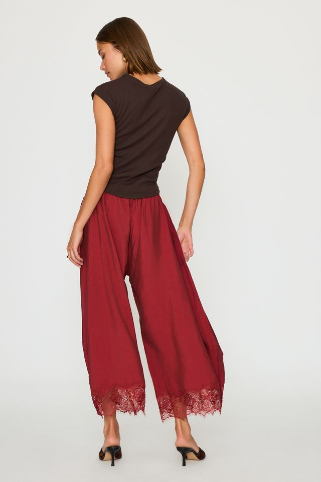 By Anthropologie Reverie Cropped Lace-Hem Trousers #5