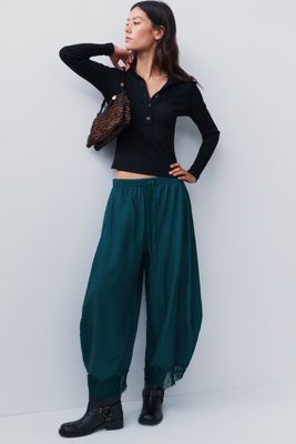 By Anthropologie Reverie Lace-Trim Tapered Pants