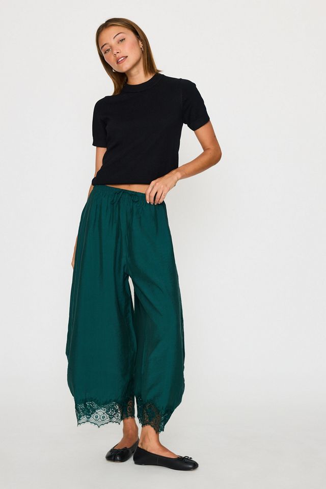 By Anthropologie Reverie Cropped Lace-Hem Trousers #2