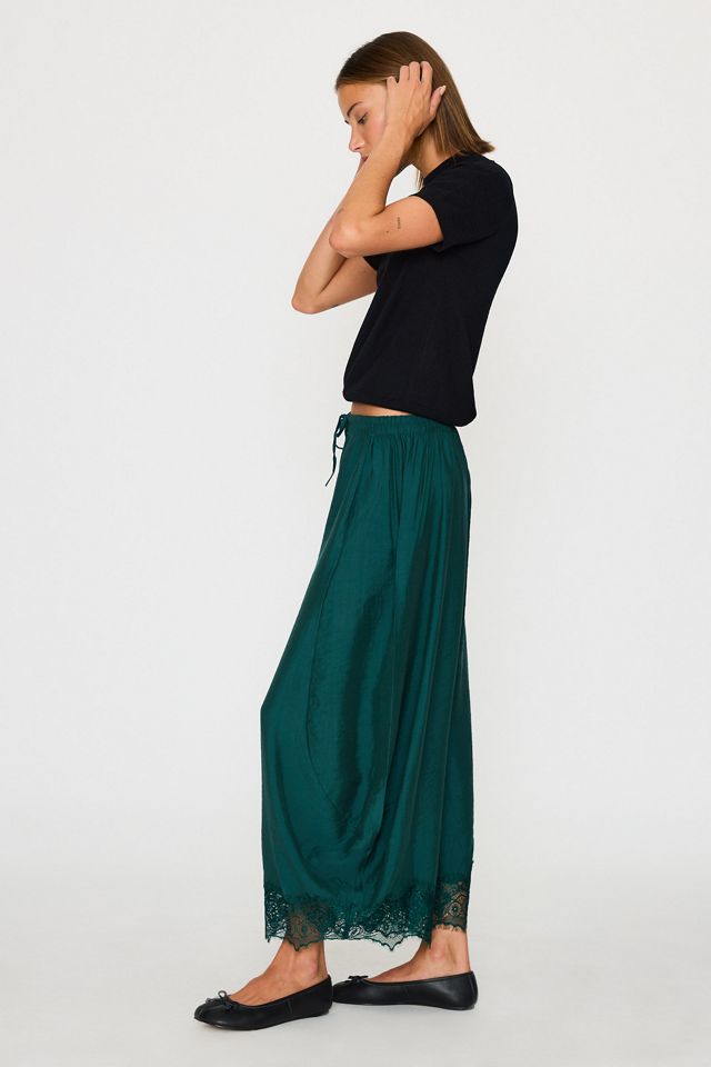 By Anthropologie Reverie Cropped Lace-Hem Trousers #3