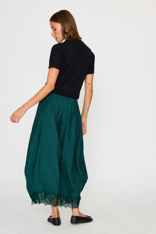 By Anthropologie Reverie Cropped Lace-Hem Trousers #4