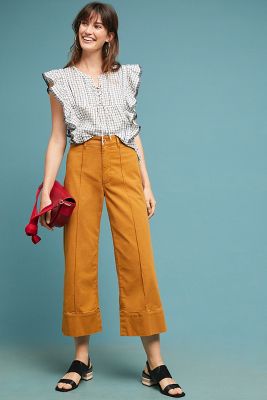 wide leg cropped chinos