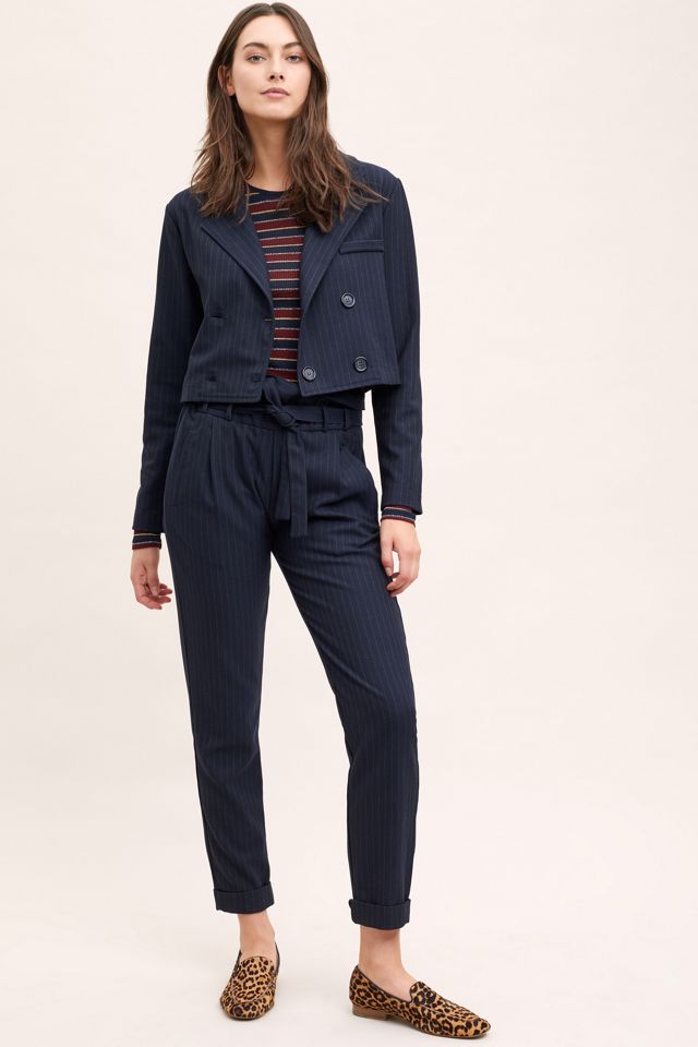 Merina Pinstriped Paperbag-Waist Trousers Anthropologie UK