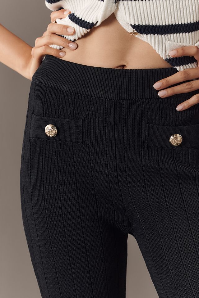 Endless Rose Shank Button Knit Flare Pants #1