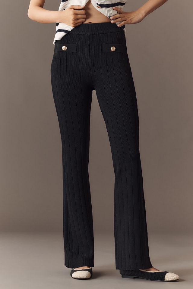 Endless Rose Shank Button Knit Flare Pants #2