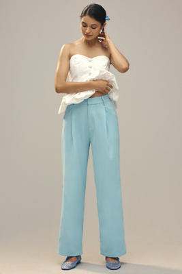 Endless Rose Pleated Zip-up Trousers Pants In Blue