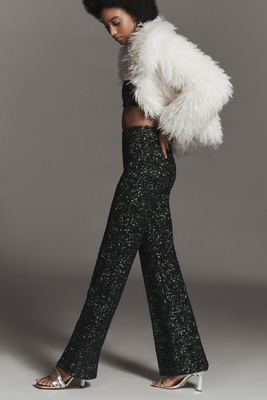 Endless Rose Sequin High-rise Wide-leg Pants In Black