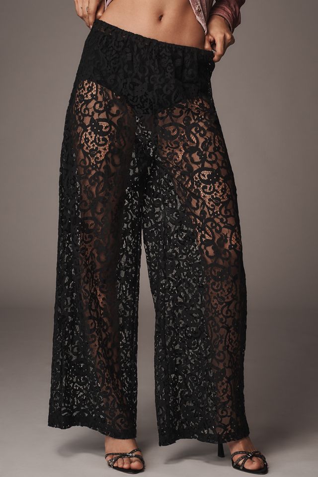 S/W/F Sheer Lace Wide-Leg Pants #1