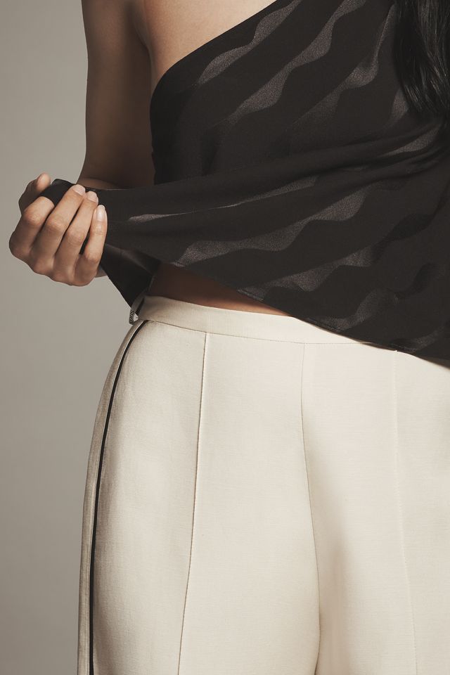 Shona Joy Billie Linen Blend Contrast Mid-Rise Pants #1