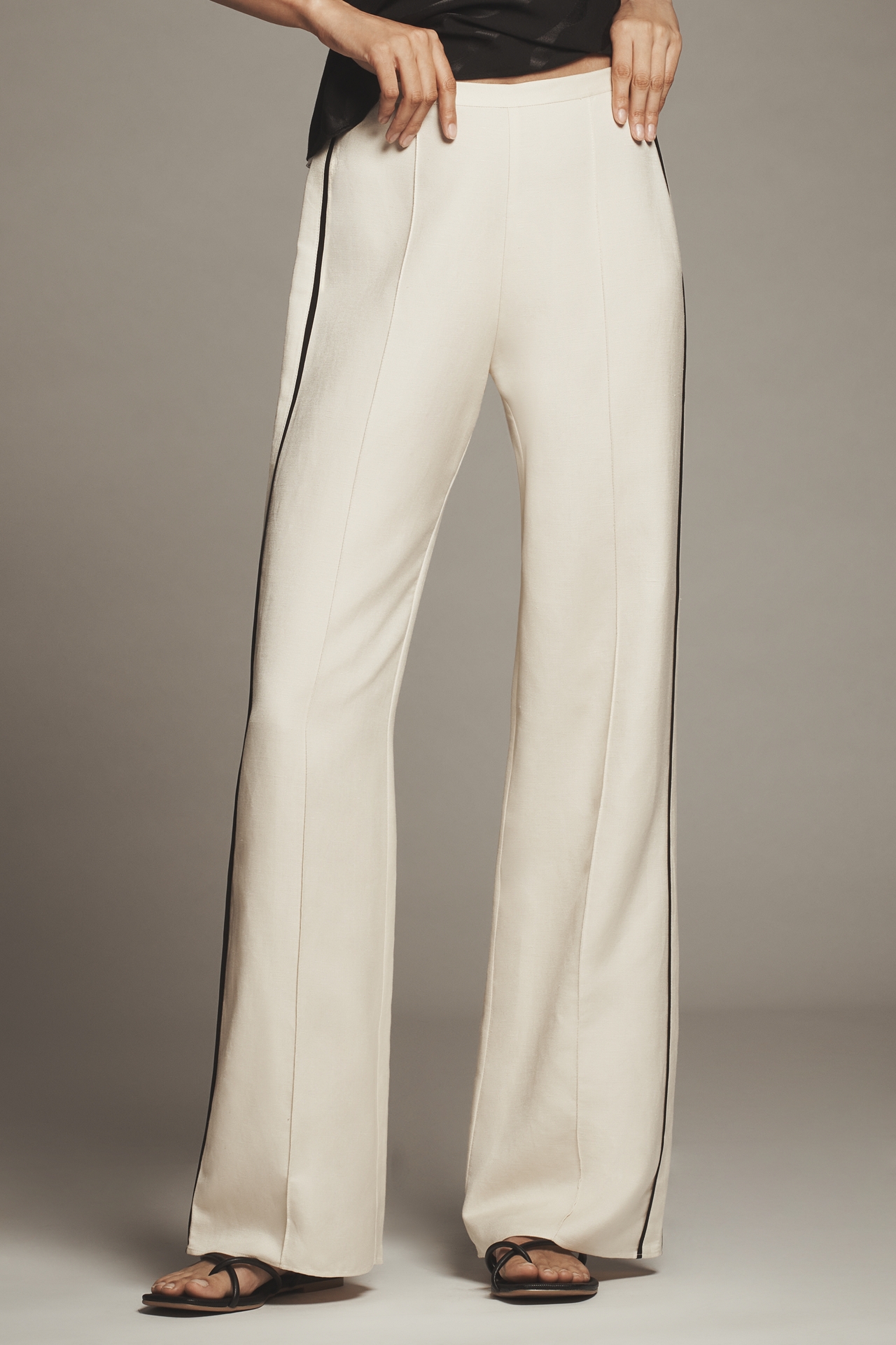 Shona Joy Billie Linen Blend Contrast Mid-Rise Pants
