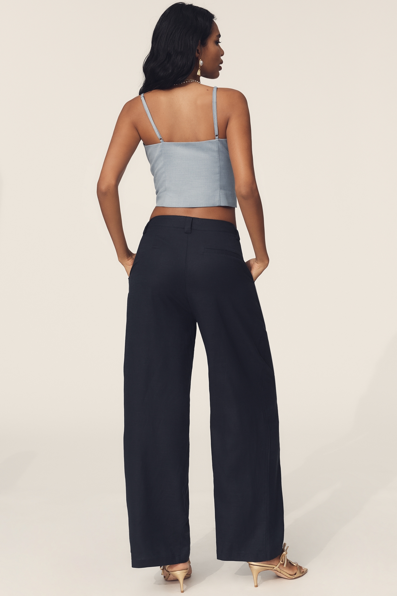 Lioness Petite La Quinta Linen Blend Pleated Pants