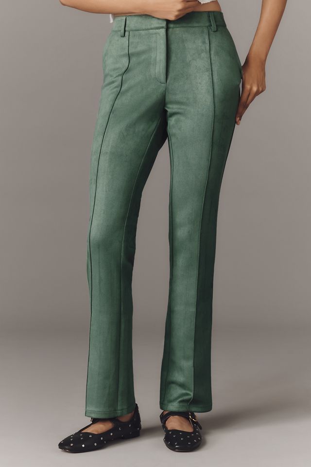 Lioness Bella Faux-Suede Low-Rise Straight-Leg Pants #1