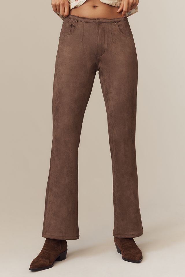 Lioness Charismatic Faux-Suede Low-Rise Flare Pants #1