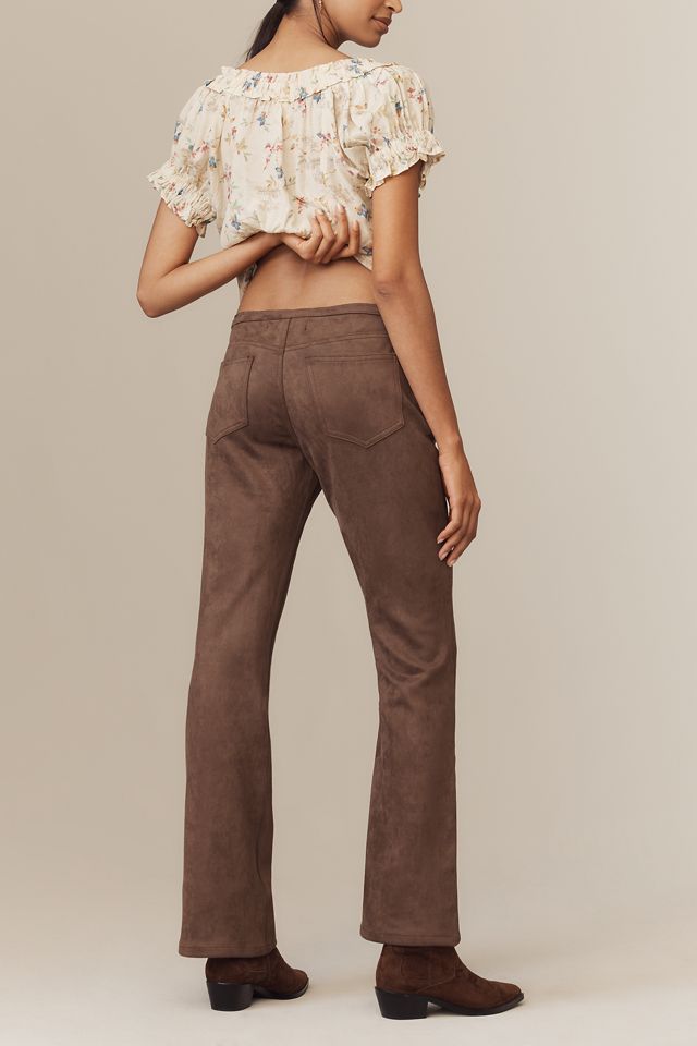 Lioness Charismatic Faux-Suede Low-Rise Flare Pants #3