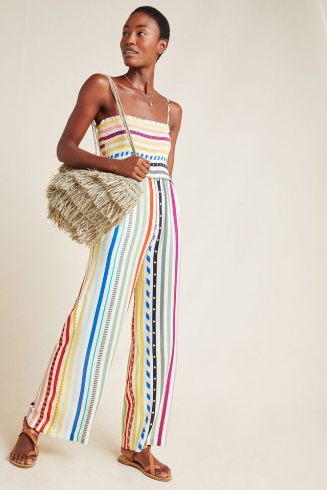 Farm Rio for Anthropologie Ellie Smocked Jumpsuit Anthropologie