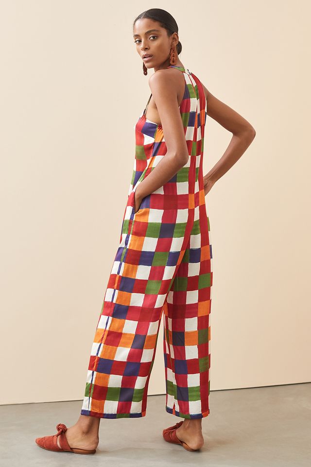 Anthropologie store gingham jumpsuit