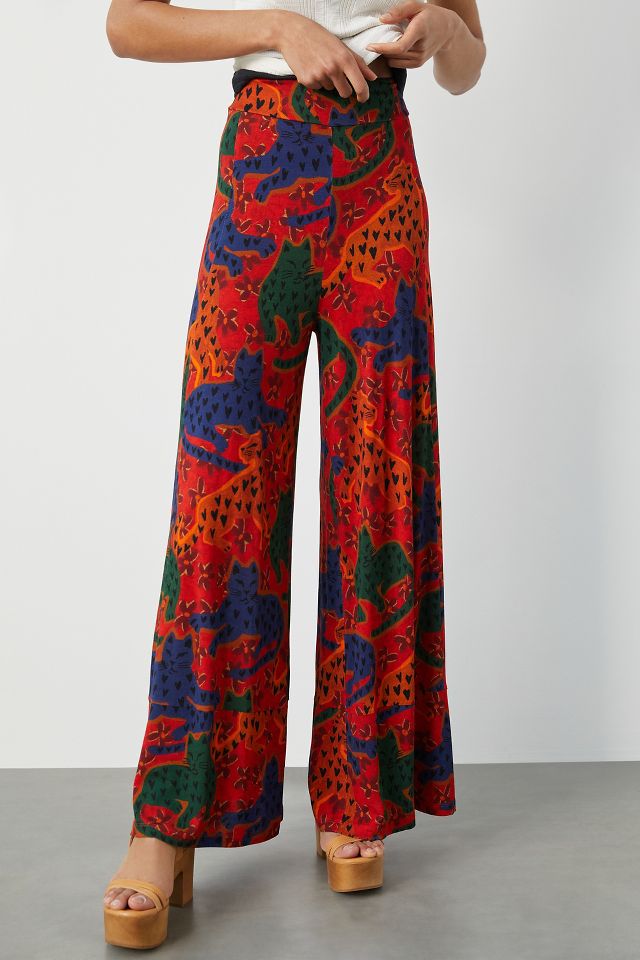 Farm x Anthropologie Wide-Leg Printed Pants