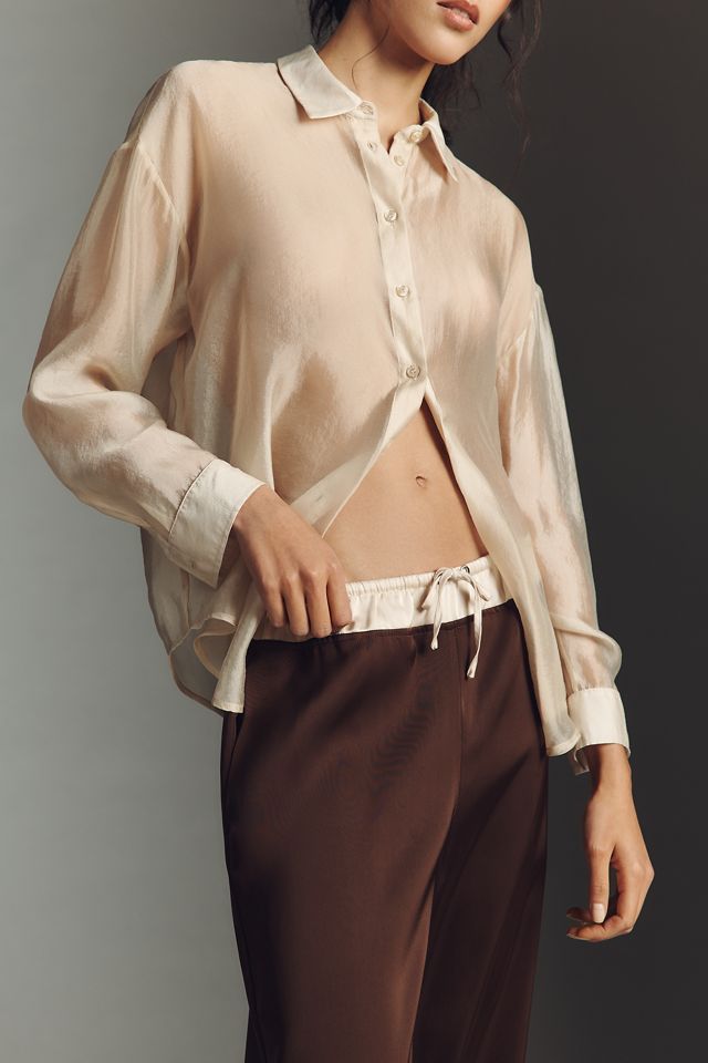 Whiteroom + Cactus Contrast Waist Satin Trousers #2