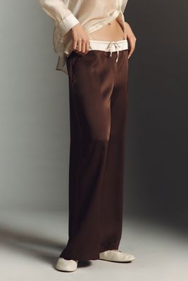 Whiteroom + Cactus Contrast Waist Satin Trousers