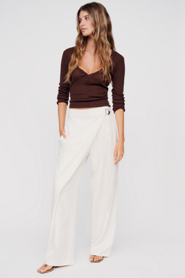 Whiteroom+cactus Front Buckle Trousers Pants In Ivory