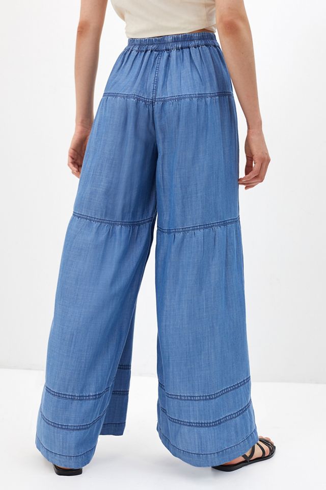 Chambray Wide-Leg Pants | Anthropologie