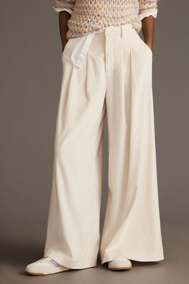 The Avery Pleated Wide-Leg Trousers by Maeve: Corduroy Edition #2
