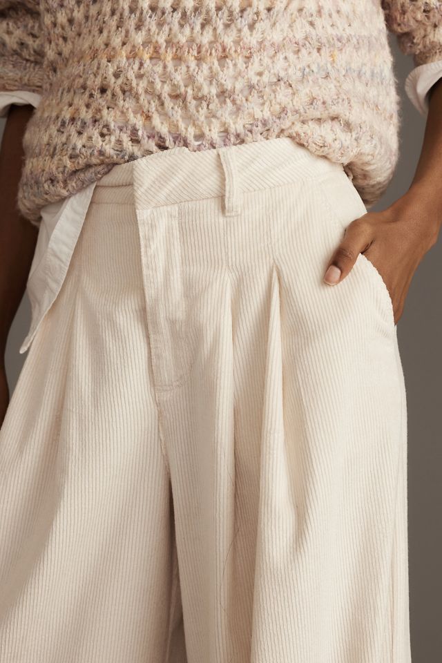 The Avery Pleated Wide-Leg Trousers by Maeve: Corduroy Edition #4